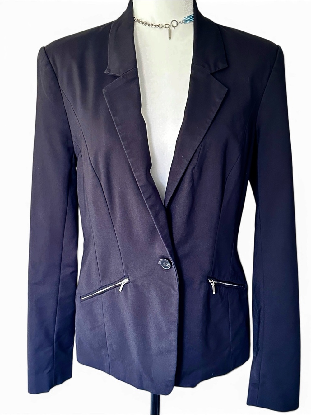 Long Tall Sally Women’s Blazer | Size 10 | Midnight Black | Zippered Pockets